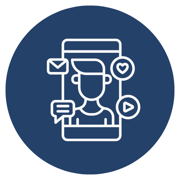 Storytelling AI logo of a dark blue icon with a light grey Avatar icon.