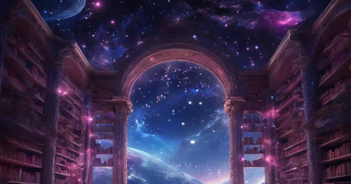 Blue and purple galaxy with a planet behind and a mystical tall library glowing with purple runes. Explore trusted AI generated content resources, AI Privacy Policy, affiliate disclosure, and more. Use AI content confidently—Terms and Conditions apply.