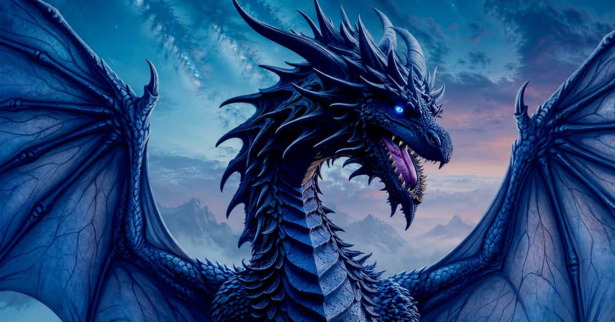 Blue fantasy dragon representing AI content creation tools and creative AI projects.