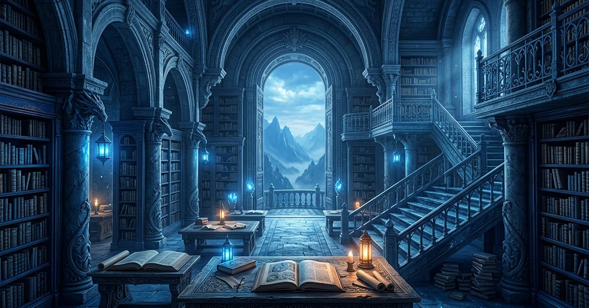 AI generated content resources shown as a fantasy library, covering affiliate link disclosure, AI privacy, contact us, and website terms and conditions.